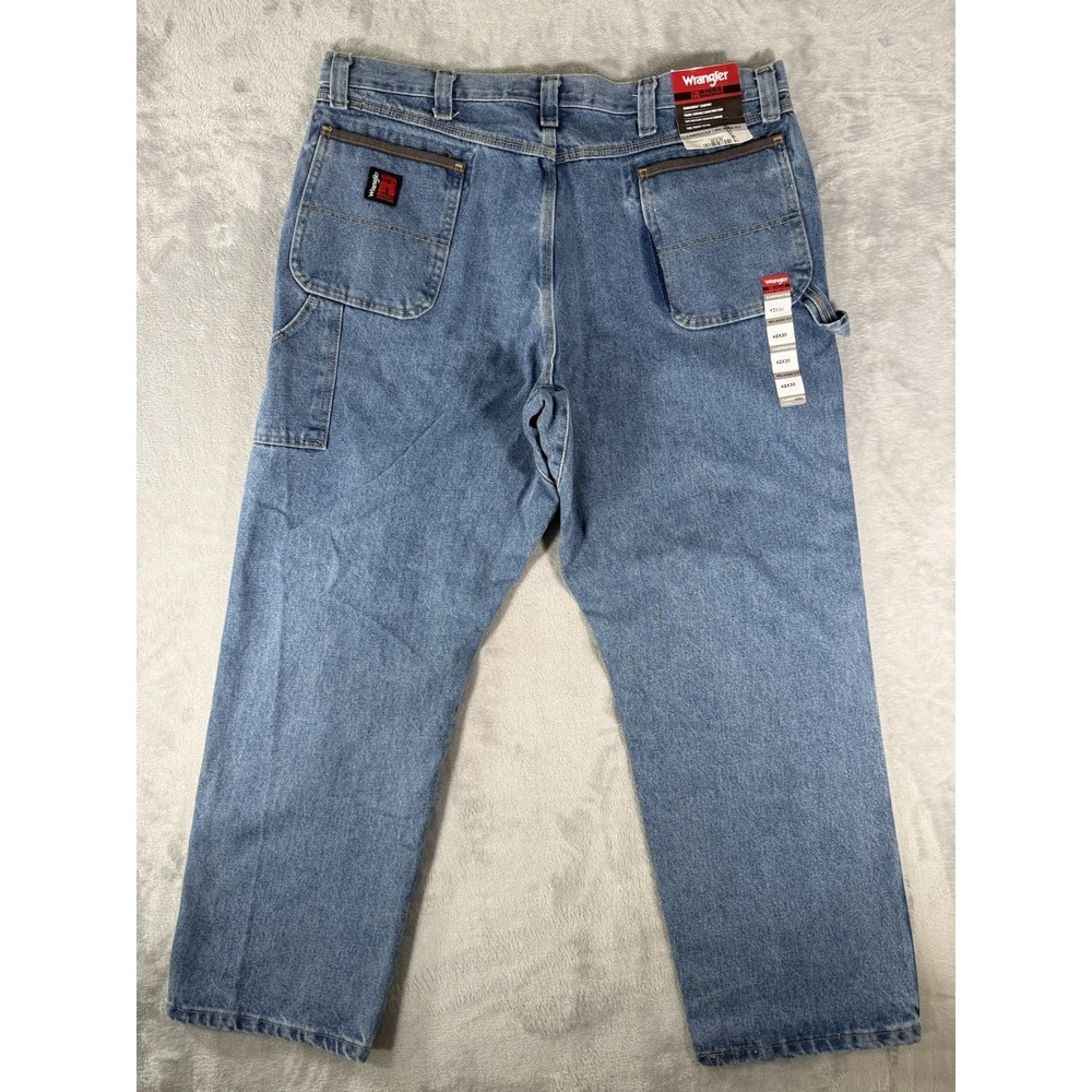 Wrangler Riggs Jeans Men's 42x30 Blue Denim Carpenter Relaxed Fit NWT